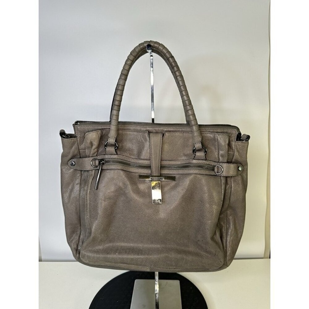 Elliott Lucca Gray Leather Handbag (missing Crossbody Strap)